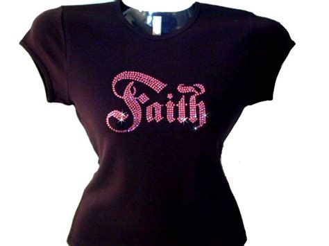 Faith Swarovski Rhinestone Bling T Shirt