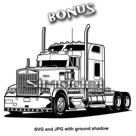 Semi Truck Kenworth Svg Eps Png Dxf Ai Bonus Ground Etsy