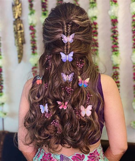 Trendalert Bridal Hairstyles With Butterfly Accessories For Mehndihaldi Ceremony Butterfly