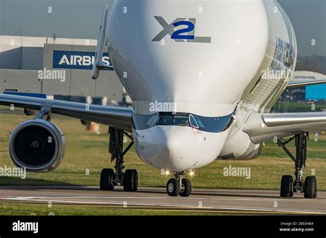 Airbus Beluga XL landing at Airbus Broughton cheshire Stock Photo - Alamy