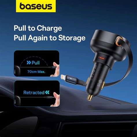 Baseus Enjoyment Pro Car Charger C+Retractable iP Cable 55W - Baseus ...