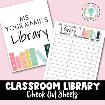 Classroom Library Check Out Sheets By Too Cool For Middle School