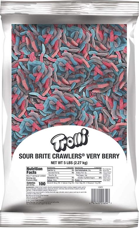 Trolli Sour Brite Crawlers Very Berry Gummy Worms, 5 Pound Bulk Candy Bag Very Berry 5 Pound ...