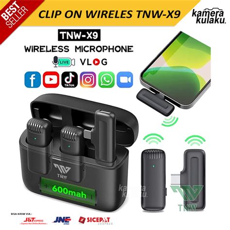 Jual TNW X9 Wireless Dual Lavalier Microphone Plug Play Lapel Mic