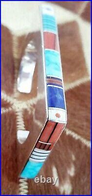 Jim Harrison Navaho Vintage Inlay Cuff Bracelet Sterling Silver Awarded