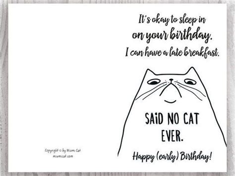 Funny Cat Birthday Cards Instant Download Printable Birthday Cards For