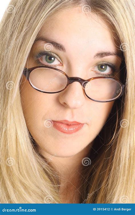 Blonde With Gorgeous Eyes With Glasses Stock Photo Image Of Female Beauty 3915412