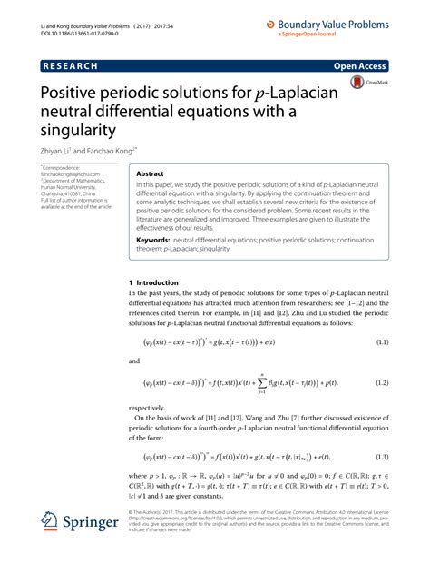 Pdf Positive Periodic Solutions For P Laplacian Neutral Differential