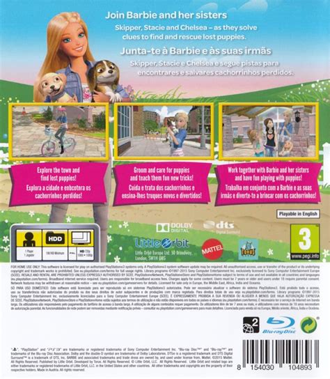 Barbie & Her Sisters: Puppy Rescue (2015) box cover art - MobyGames