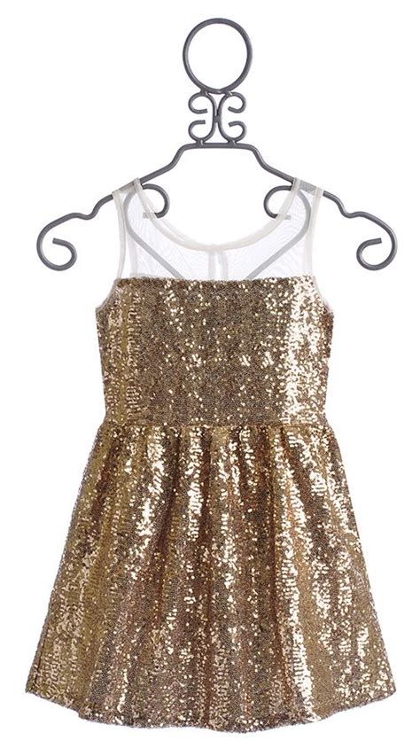 Elisa B Tween Party Dress Gold Sequin Kids Dress Girls Special