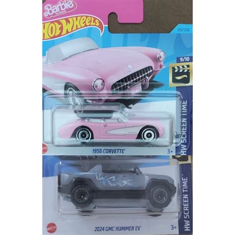Pack Hot Wheels Barbie 1956 Corvette 2024 GMC Hummer EV Shopee Brasil