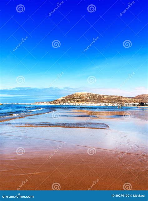 The Huge Wide Sand Beach of Agadir, Morocco Stock Photo - Image of