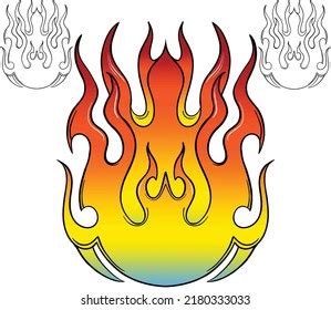 Vector Illustration Colorful Flame Line Art Stock Vector (Royalty Free ...