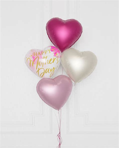 Happy Mothers Day Heart Foil Balloon Bouquet Helium Inflated