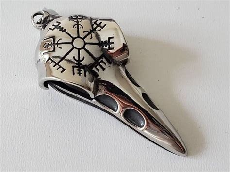 304 Stainless Steel Viking Raven Skull Pendant Vegvisir Etsy