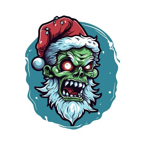 Santa Zombie Hand Drawn Logo Design Illustration Vector Art At