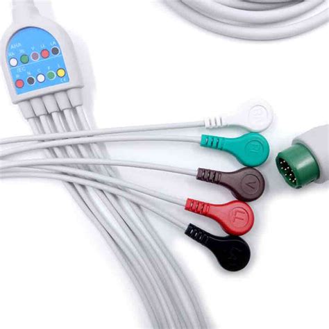 12 Pin One Piece 5 Leads Mindray Snap Ecg Cable