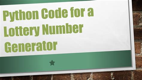 Python Code For A Lottery Number Generator YouTube