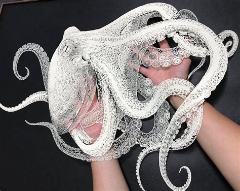 Kirie Artist Hand Cuts Intricately Detailed Octopus Out Of Paper