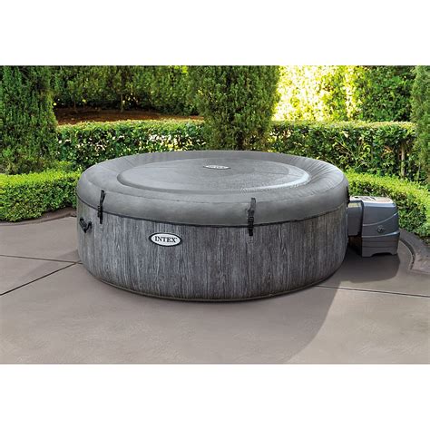 Intex Greywood Deluxe Person Inflatable Portable Hot Tub Spa W Led Light Gray E Best Buy