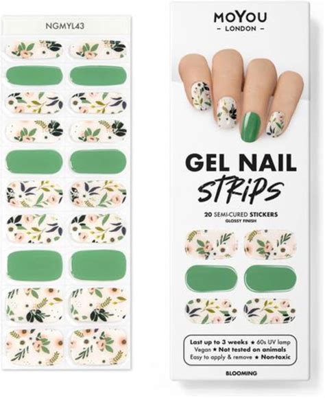 MOYOU LONDON Semi Cured Gel Nail Wraps, 20 Pcs Gel Nail Polish Strips