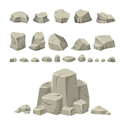 Cartoon Rock Stones Set Rock Clipart Cartoon Clipart Pile Png And