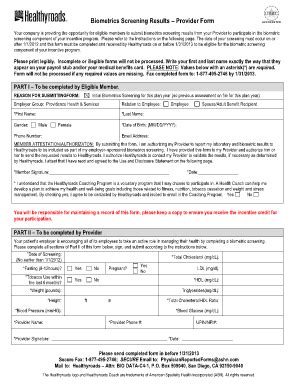 Fillable Online Alaska Providence Biometrics Screening Results Provider