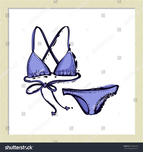 Hand Drawn Summertime Fashion Illustration Bikini Image Vectorielle De Stock Libre De Droits