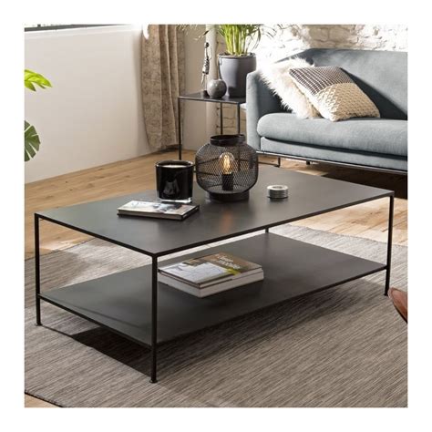 Table Basse Rectangle X Cm M Tal Noir Style Industriel Rhodes