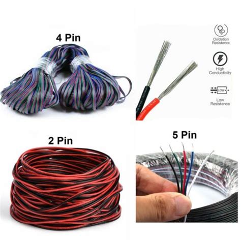 2 4 5 Pin Extension Wire Cable Cord Connector For 3528 5050 Led Strip Light Us Ebay