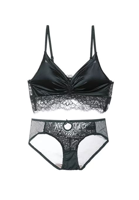 Buy Zitique Women S French Style Sexy Lace Trimmed Lingerie Set Bra And Underwear Green