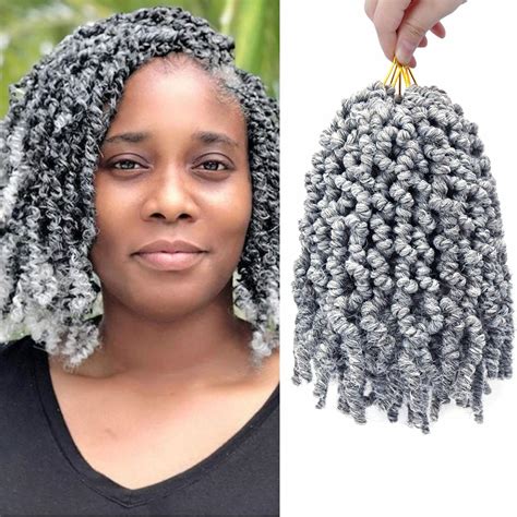 Gray 3 Pack Pretwisted Spring Twist Crochet Hair 8 Inch Curly Braiding Hair 18 Strandspack