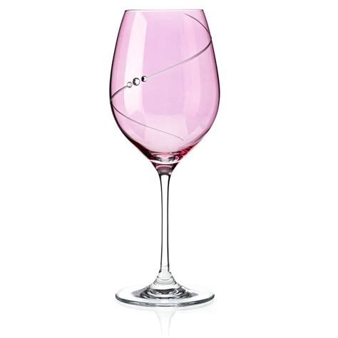 Personalised Pink Wine Glass With Swarovski Elements