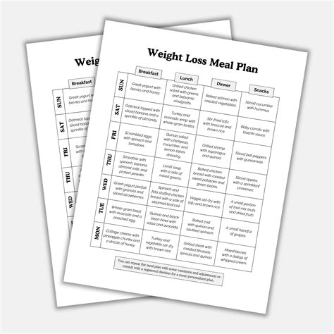 Weight Loss Meal Plan, Meal Plan Weightloss, Meal Calendar, Meal ...