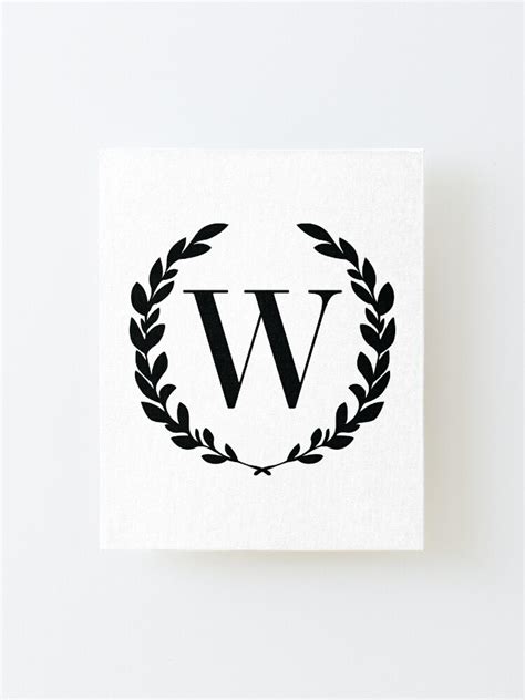 Letter W Laurel Wreath Monogram W Initial W Laurel Frame With