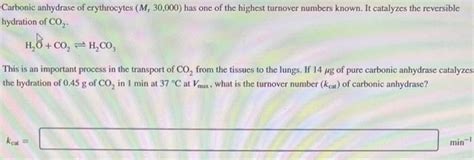 Solved Carbonic Anhydrase Of Erythrocytes Mr30 000 Has One Chegg
