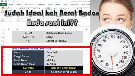 Cara Menghitung Berat Badan Ideal Menggunakan Excel Tutorial Dasyat