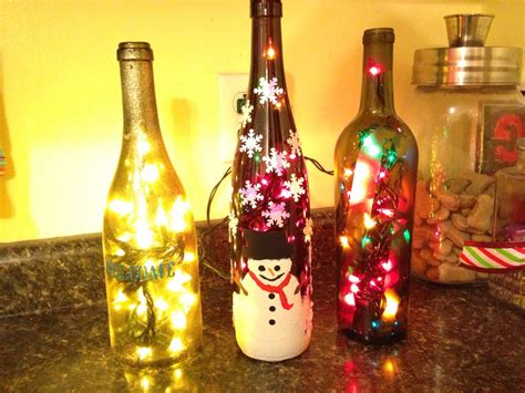 Decorated Lighted Wine Bottles Wine Bottle Crafts