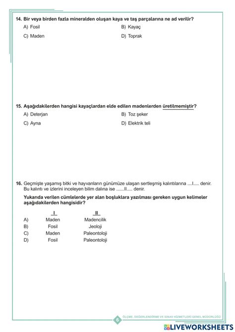 Ünite değerlendirme worksheet