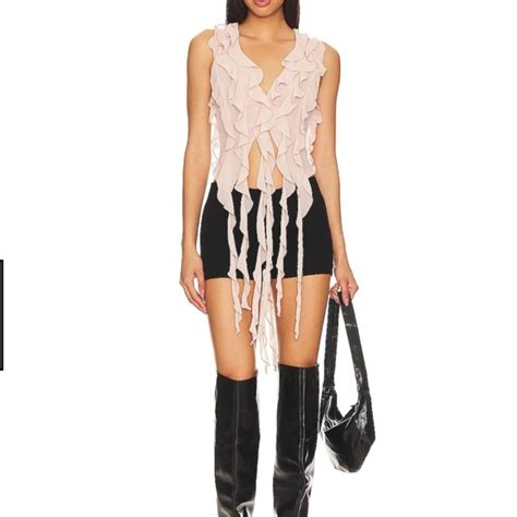 NBD Tops Nwt Nbd Pink Nude Manju Ruffle Top Poshmark