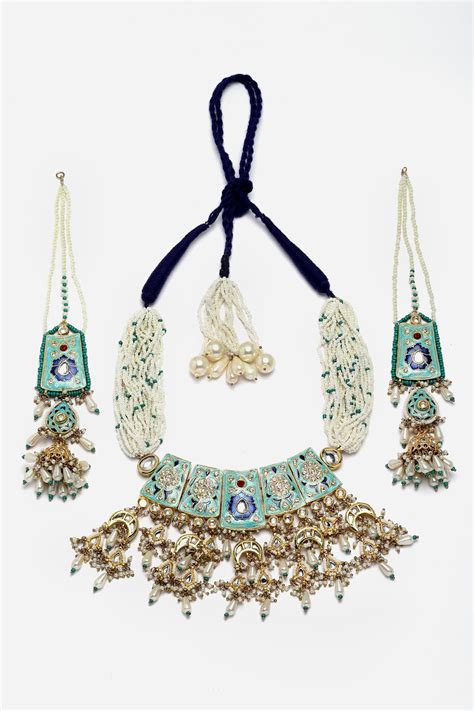 Buy Multi Color Kundan Meenakari Work Choker Set By Dugran By