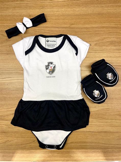 Kit Feminino Vasco Pe As Baby Branco E Preto Torcida Baby Gigante