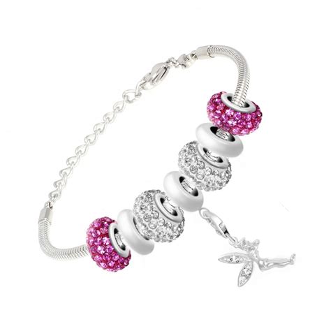 Bracelet De Charms Perles Roses Et Acier Socharm