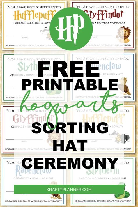 Free Hogwarts Sorting Hat Ceremony — Krafty Planner Harry Potter