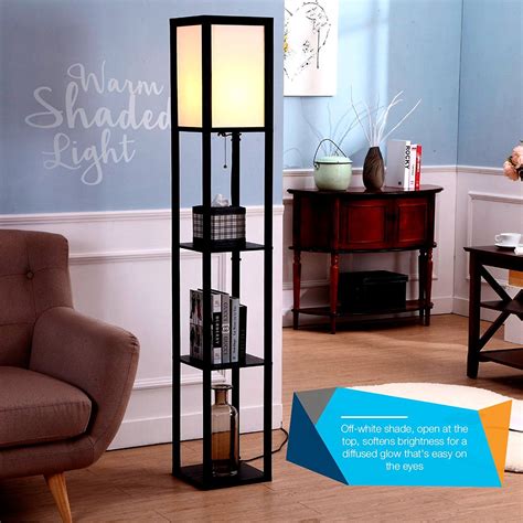 LED Shelf Floor Lamp Standing Lamp Modern with Open Display Shelves Black 854403007049 | eBay