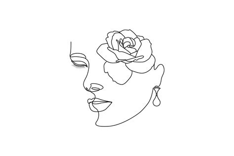 Beauty Female Eyelash Flowers Line Art Graphic By Subujayd · Creative