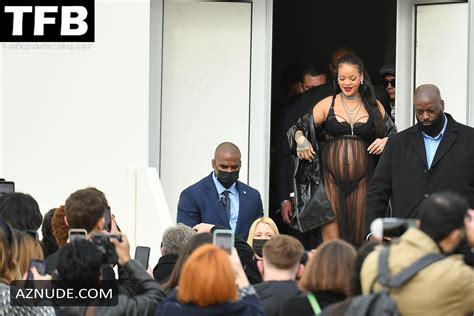 Rihanna Sexy Seen Flaunting Her Hot Tits At The Dior Fashion Show In Paris Aznude