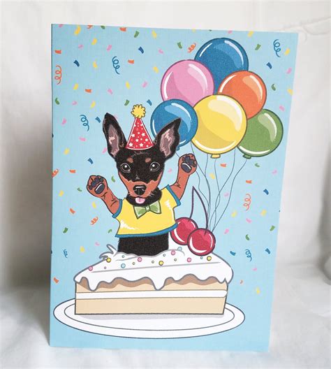 Min Pin N Birthday Cake Greeting Card Etsy