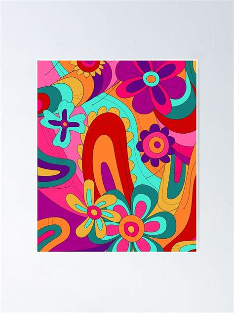 Abstract Psychedelic Hippie Retro Waves Pattern Cool Minimal