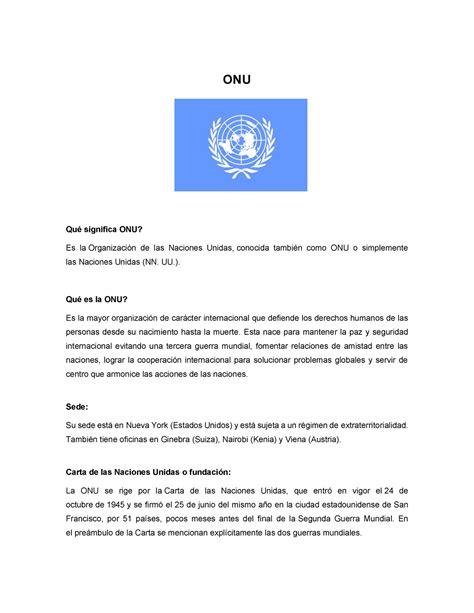 Humanos 2 Al Tanto De La Ciencia Onu Qué Significa Onu Es La